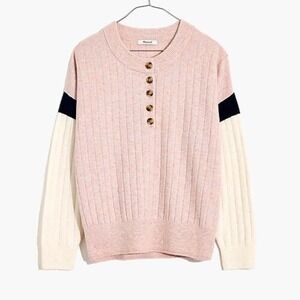 Madewell Striped Bowden Henley Sweater in Coziest Yarn